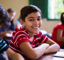 smiling student in classroom
