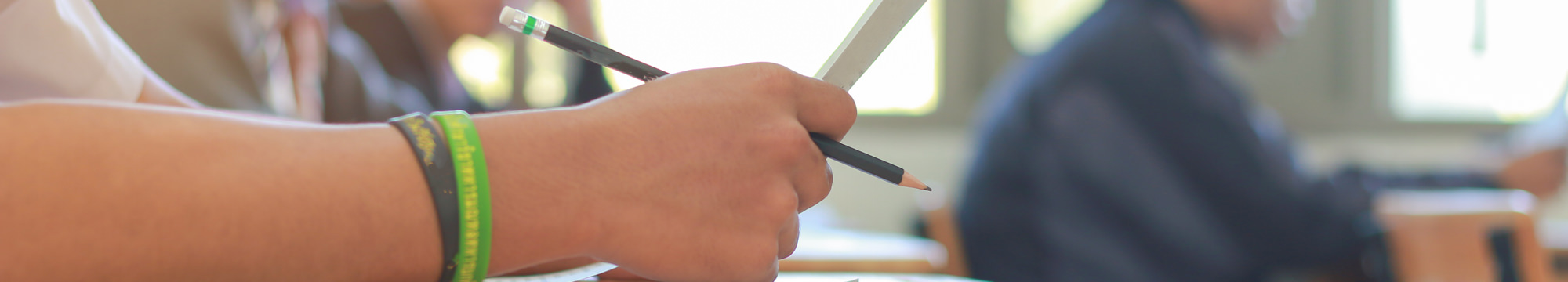 closeup of student writing
