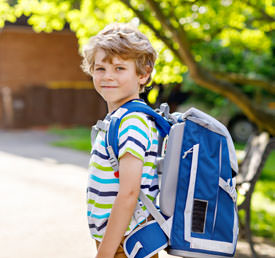 student wearing a backpack